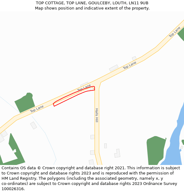 TOP COTTAGE, TOP LANE, GOULCEBY, LOUTH, LN11 9UB: Location map and indicative extent of plot