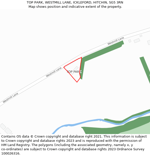 TOP PARK, WESTMILL LANE, ICKLEFORD, HITCHIN, SG5 3RN: Location map and indicative extent of plot