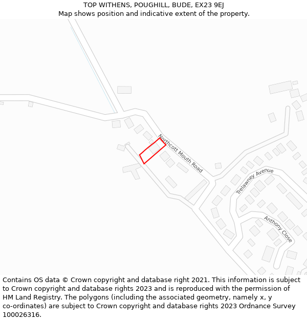 TOP WITHENS, POUGHILL, BUDE, EX23 9EJ: Location map and indicative extent of plot