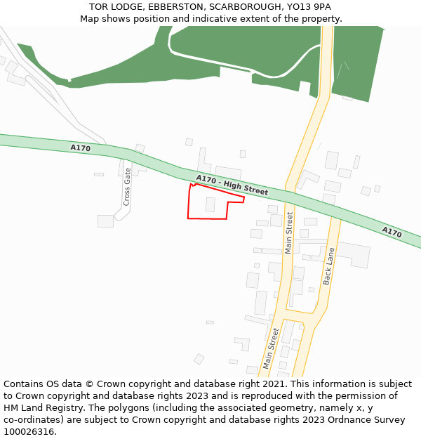 TOR LODGE, EBBERSTON, SCARBOROUGH, YO13 9PA: Location map and indicative extent of plot
