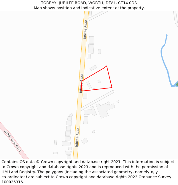 TORBAY, JUBILEE ROAD, WORTH, DEAL, CT14 0DS: Location map and indicative extent of plot