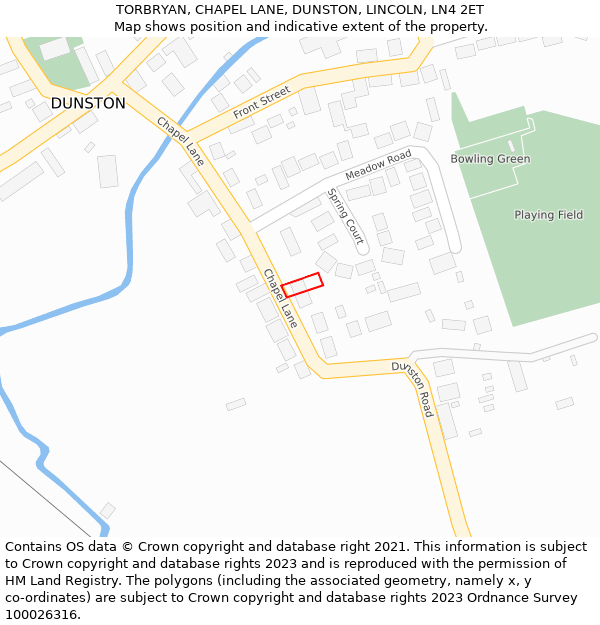 TORBRYAN, CHAPEL LANE, DUNSTON, LINCOLN, LN4 2ET: Location map and indicative extent of plot