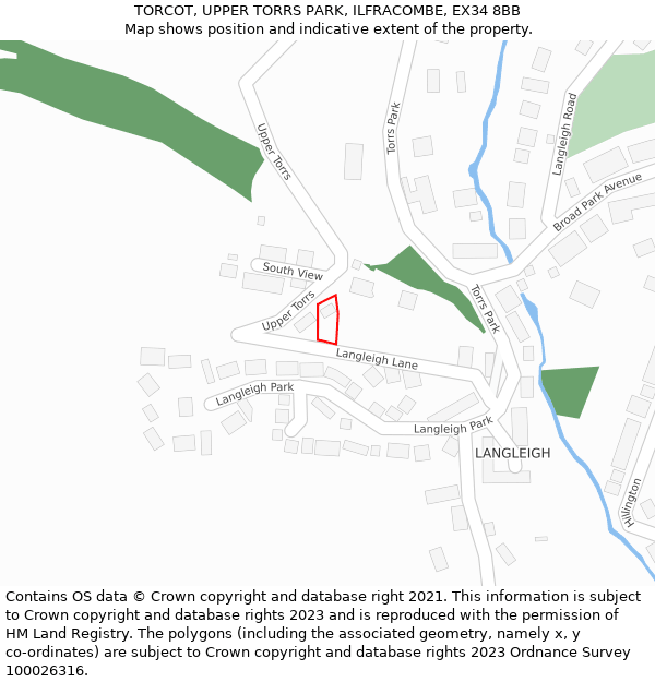 TORCOT, UPPER TORRS PARK, ILFRACOMBE, EX34 8BB: Location map and indicative extent of plot