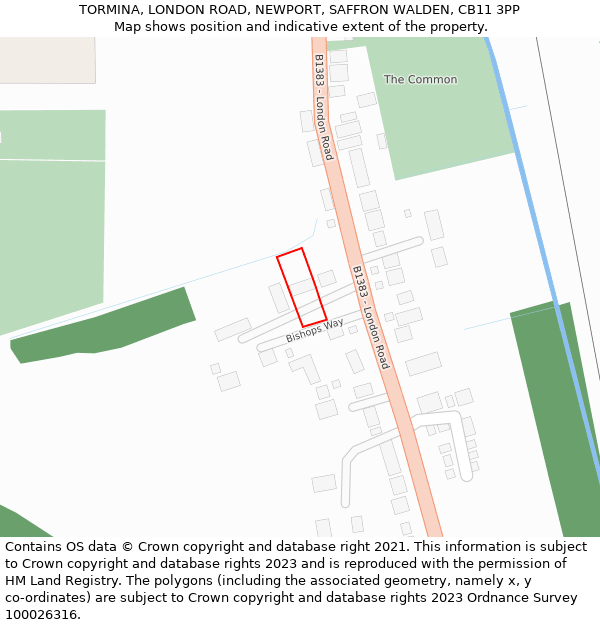 TORMINA, LONDON ROAD, NEWPORT, SAFFRON WALDEN, CB11 3PP: Location map and indicative extent of plot