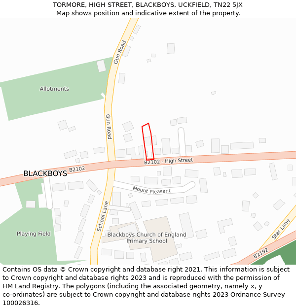 TORMORE, HIGH STREET, BLACKBOYS, UCKFIELD, TN22 5JX: Location map and indicative extent of plot