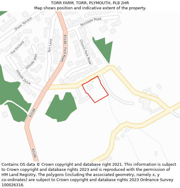 TORR FARM, TORR, PLYMOUTH, PL8 2HR: Location map and indicative extent of plot