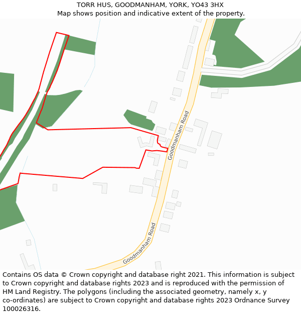 TORR HUS, GOODMANHAM, YORK, YO43 3HX: Location map and indicative extent of plot