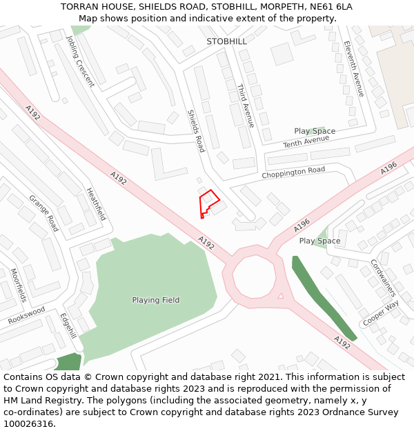 TORRAN HOUSE, SHIELDS ROAD, STOBHILL, MORPETH, NE61 6LA: Location map and indicative extent of plot