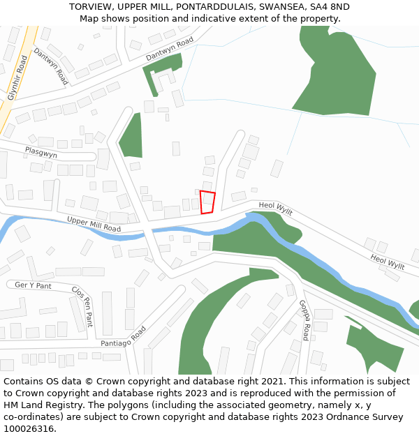 TORVIEW, UPPER MILL, PONTARDDULAIS, SWANSEA, SA4 8ND: Location map and indicative extent of plot