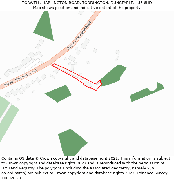 TORWELL, HARLINGTON ROAD, TODDINGTON, DUNSTABLE, LU5 6HD: Location map and indicative extent of plot