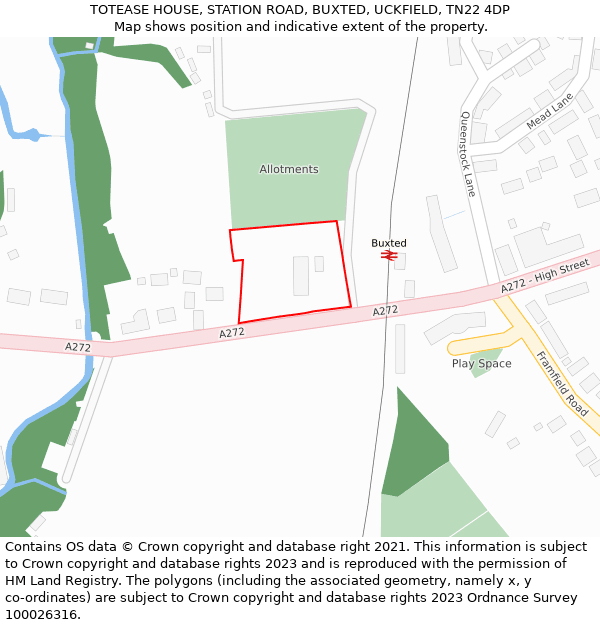TOTEASE HOUSE, STATION ROAD, BUXTED, UCKFIELD, TN22 4DP: Location map and indicative extent of plot