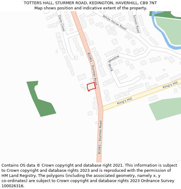 TOTTERS HALL, STURMER ROAD, KEDINGTON, HAVERHILL, CB9 7NT: Location map and indicative extent of plot