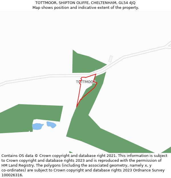 TOTTMOOR, SHIPTON OLIFFE, CHELTENHAM, GL54 4JQ: Location map and indicative extent of plot