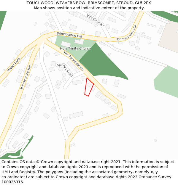 TOUCHWOOD, WEAVERS ROW, BRIMSCOMBE, STROUD, GL5 2PX: Location map and indicative extent of plot