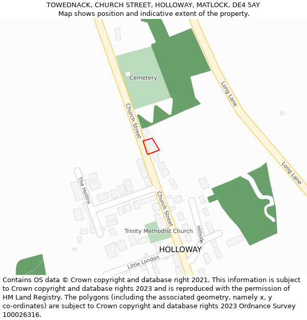 TOWEDNACK, CHURCH STREET, HOLLOWAY, MATLOCK, DE4 5AY: Location map and indicative extent of plot