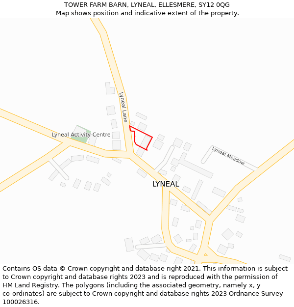 TOWER FARM BARN, LYNEAL, ELLESMERE, SY12 0QG: Location map and indicative extent of plot