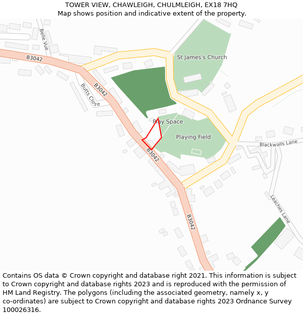 TOWER VIEW, CHAWLEIGH, CHULMLEIGH, EX18 7HQ: Location map and indicative extent of plot