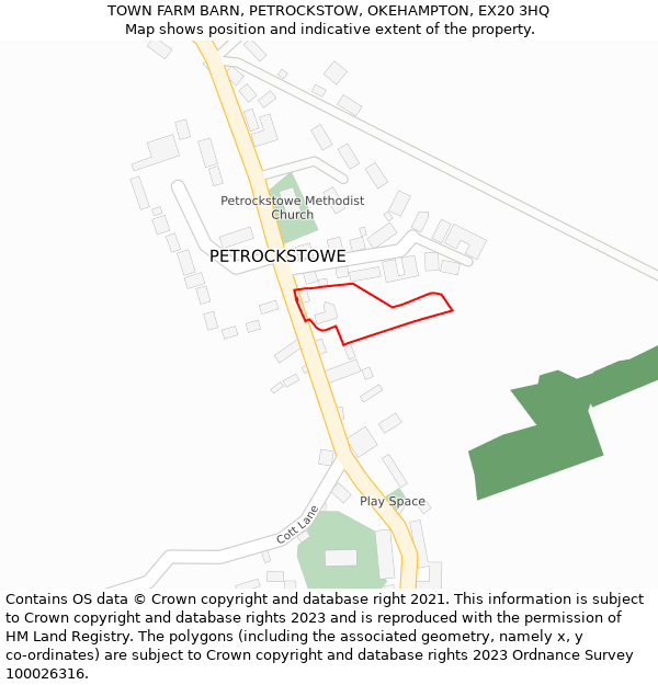 TOWN FARM BARN, PETROCKSTOW, OKEHAMPTON, EX20 3HQ: Location map and indicative extent of plot