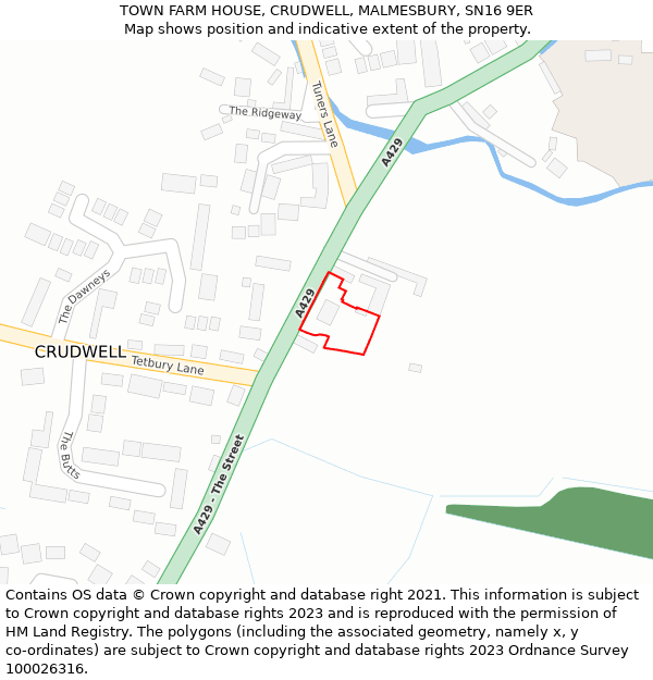 TOWN FARM HOUSE, CRUDWELL, MALMESBURY, SN16 9ER: Location map and indicative extent of plot