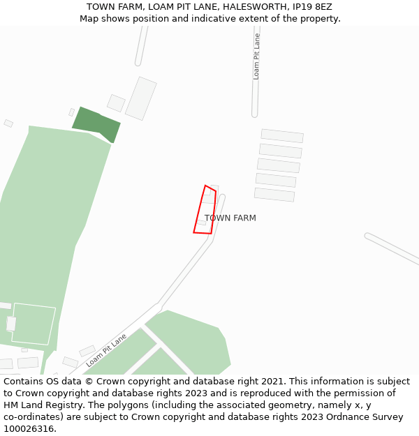 TOWN FARM, LOAM PIT LANE, HALESWORTH, IP19 8EZ: Location map and indicative extent of plot