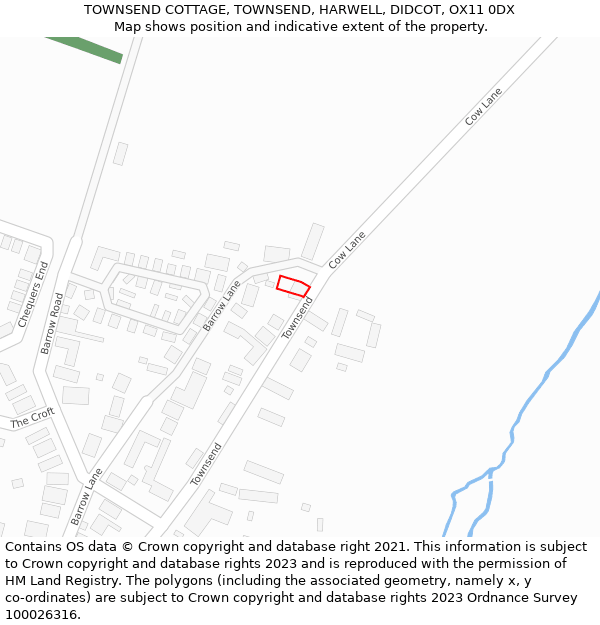 TOWNSEND COTTAGE, TOWNSEND, HARWELL, DIDCOT, OX11 0DX: Location map and indicative extent of plot