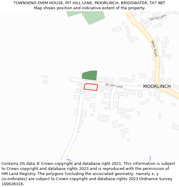 TOWNSEND FARM HOUSE, PIT HILL LANE, MOORLINCH, BRIDGWATER, TA7 9BT: Location map and indicative extent of plot