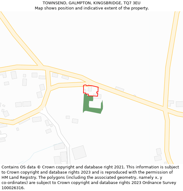 TOWNSEND, GALMPTON, KINGSBRIDGE, TQ7 3EU: Location map and indicative extent of plot