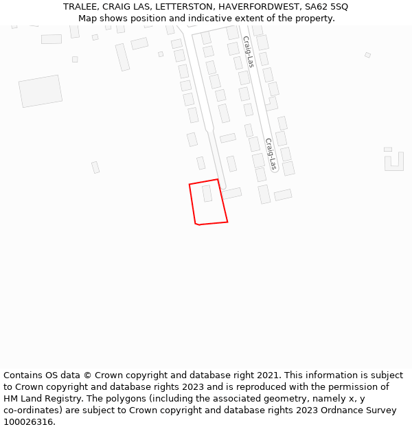 TRALEE, CRAIG LAS, LETTERSTON, HAVERFORDWEST, SA62 5SQ: Location map and indicative extent of plot