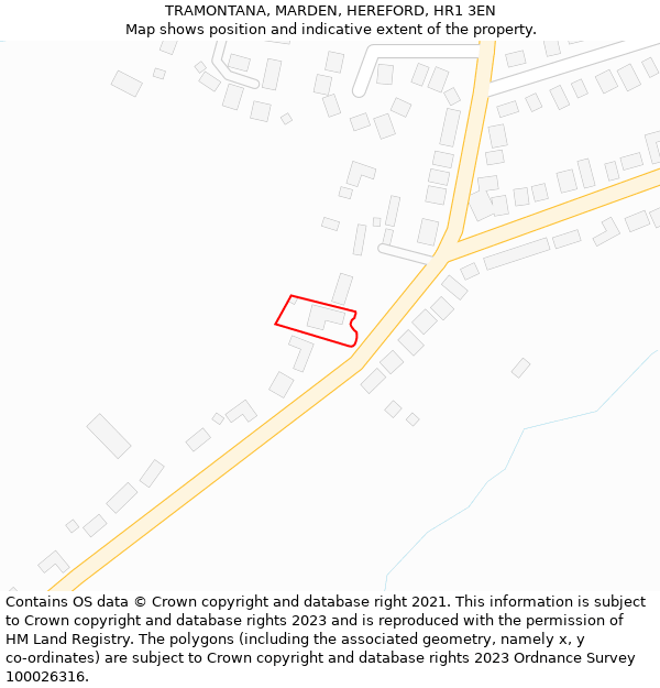 TRAMONTANA, MARDEN, HEREFORD, HR1 3EN: Location map and indicative extent of plot