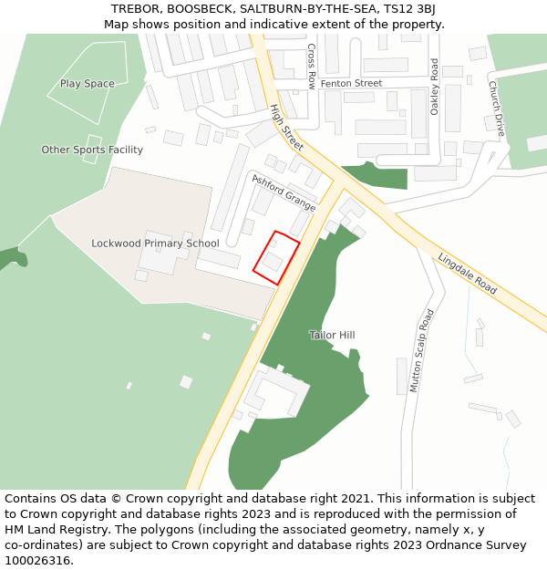 TREBOR, BOOSBECK, SALTBURN-BY-THE-SEA, TS12 3BJ: Location map and indicative extent of plot