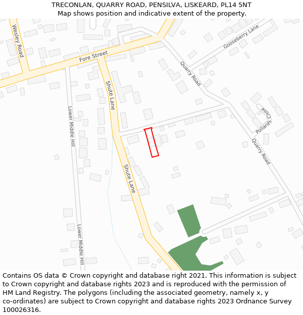 TRECONLAN, QUARRY ROAD, PENSILVA, LISKEARD, PL14 5NT: Location map and indicative extent of plot