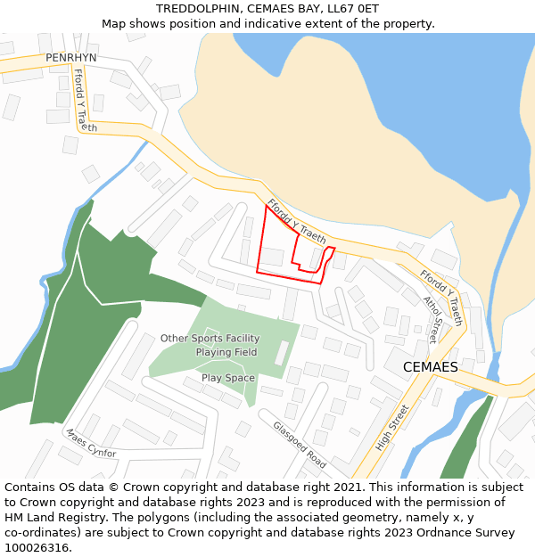 TREDDOLPHIN, CEMAES BAY, LL67 0ET: Location map and indicative extent of plot