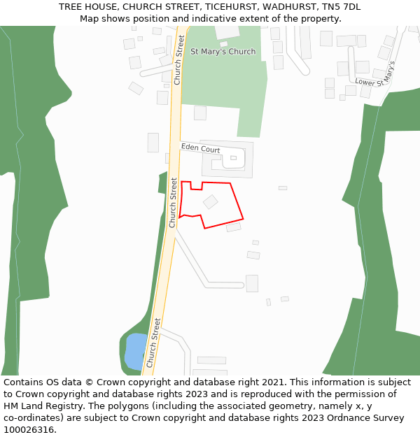 TREE HOUSE, CHURCH STREET, TICEHURST, WADHURST, TN5 7DL: Location map and indicative extent of plot