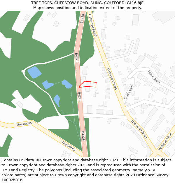 TREE TOPS, CHEPSTOW ROAD, SLING, COLEFORD, GL16 8JE: Location map and indicative extent of plot