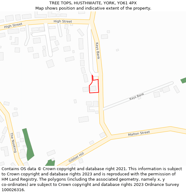 TREE TOPS, HUSTHWAITE, YORK, YO61 4PX: Location map and indicative extent of plot