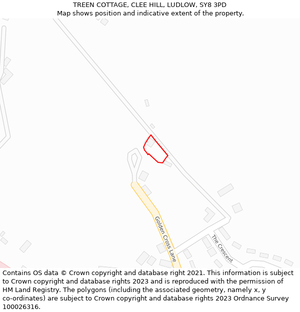 TREEN COTTAGE, CLEE HILL, LUDLOW, SY8 3PD: Location map and indicative extent of plot