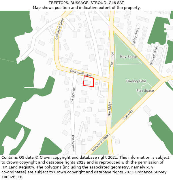 TREETOPS, BUSSAGE, STROUD, GL6 8AT: Location map and indicative extent of plot