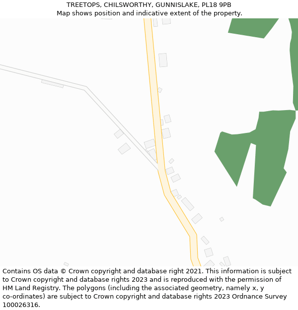 TREETOPS, CHILSWORTHY, GUNNISLAKE, PL18 9PB: Location map and indicative extent of plot