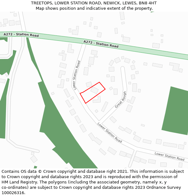 TREETOPS, LOWER STATION ROAD, NEWICK, LEWES, BN8 4HT: Location map and indicative extent of plot