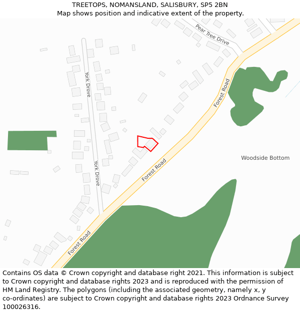 TREETOPS, NOMANSLAND, SALISBURY, SP5 2BN: Location map and indicative extent of plot