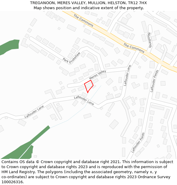 TREGANOON, MERES VALLEY, MULLION, HELSTON, TR12 7HX: Location map and indicative extent of plot