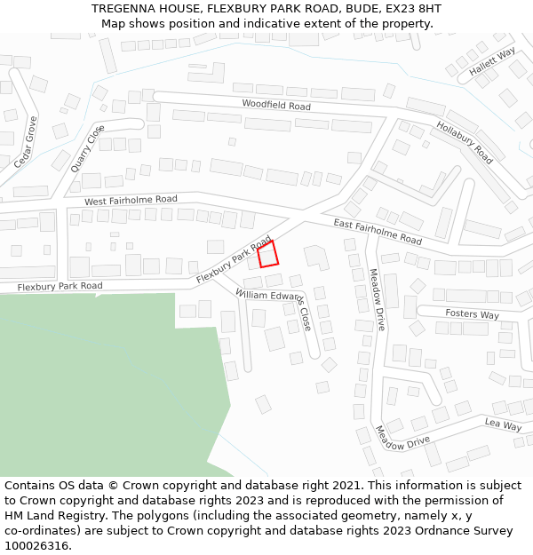 TREGENNA HOUSE, FLEXBURY PARK ROAD, BUDE, EX23 8HT: Location map and indicative extent of plot