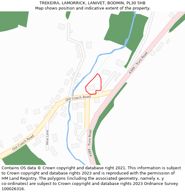 TREKEIRA, LAMORRICK, LANIVET, BODMIN, PL30 5HB: Location map and indicative extent of plot