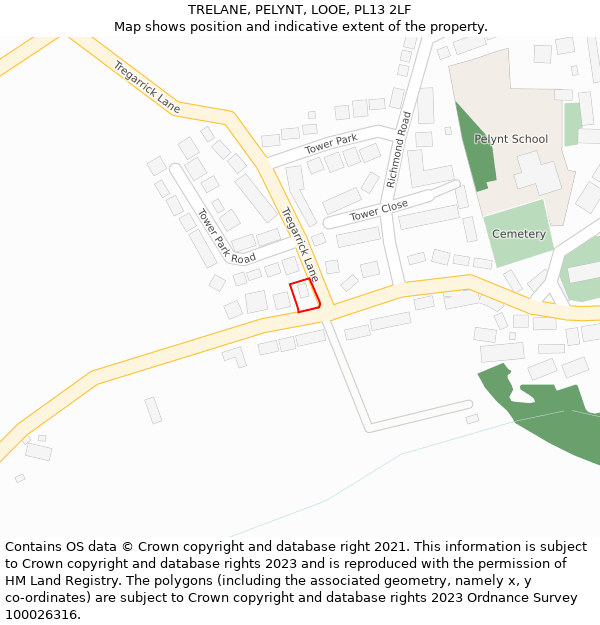 TRELANE, PELYNT, LOOE, PL13 2LF: Location map and indicative extent of plot