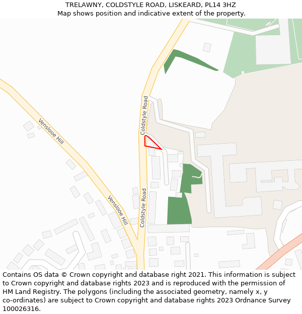 TRELAWNY, COLDSTYLE ROAD, LISKEARD, PL14 3HZ: Location map and indicative extent of plot