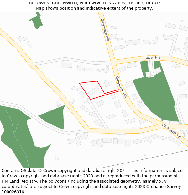 TRELOWEN, GREENWITH, PERRANWELL STATION, TRURO, TR3 7LS: Location map and indicative extent of plot