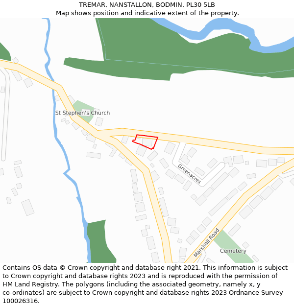 TREMAR, NANSTALLON, BODMIN, PL30 5LB: Location map and indicative extent of plot