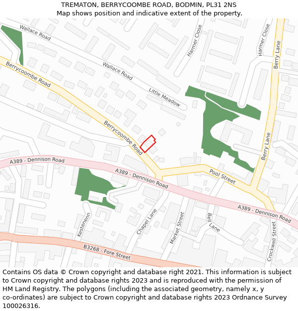 TREMATON, BERRYCOOMBE ROAD, BODMIN, PL31 2NS: Location map and indicative extent of plot