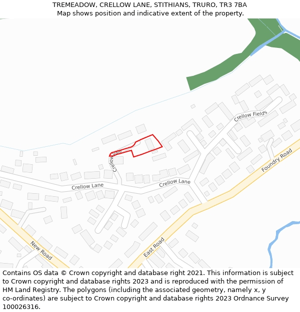 TREMEADOW, CRELLOW LANE, STITHIANS, TRURO, TR3 7BA: Location map and indicative extent of plot