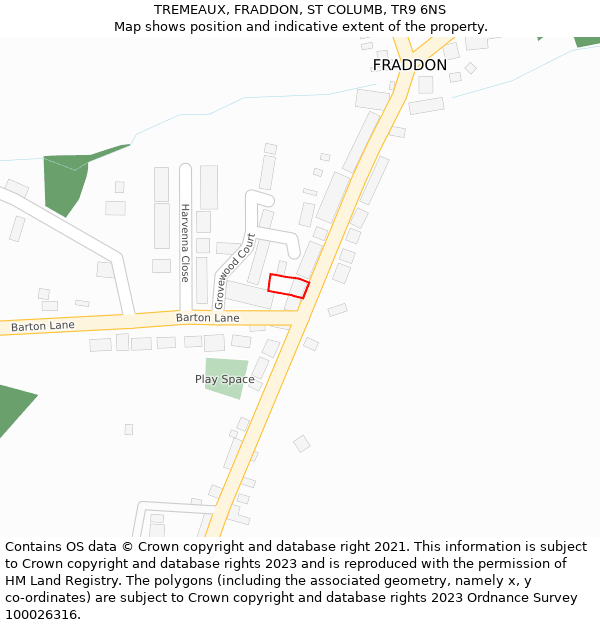 TREMEAUX, FRADDON, ST COLUMB, TR9 6NS: Location map and indicative extent of plot